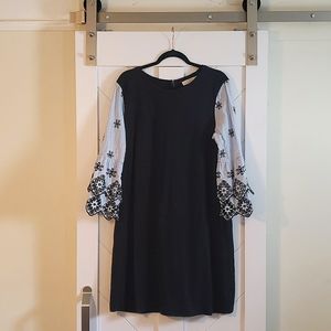 LOFT Ann Taylor Cotton Bell Sleeve Dress Size XL in Navy Blue